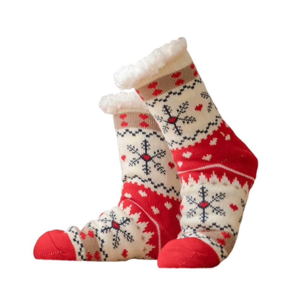 Winter Snowflake Socks - Red and White